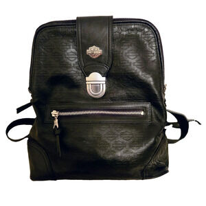 Harley Davidson Genuine Women Leather Black Backpack Purse